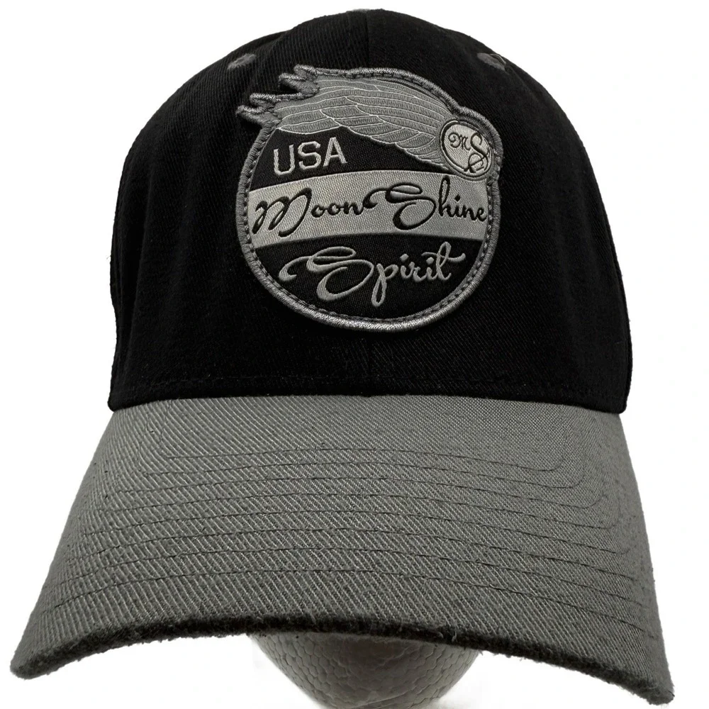 Yupoong FlexFit‎ 110 Hat Black Cap Hook And Loop Adult USA Moonshine Spirit